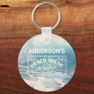 Beach Waves theme Painting Key Ring