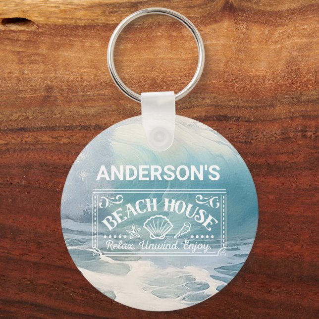 Beach  Waves theme Painting  Key Ring (Front)