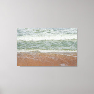 Beach Waves Water Sand Ocean Nature Scenic Photo Canvas Print
