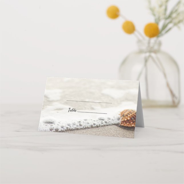 Beach Waves Wedding Escort Card (Front)