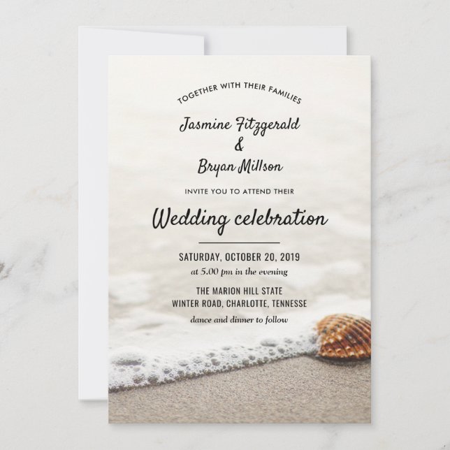 Beach Waves Wedding Invitation (Front)