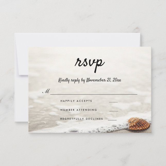 Beach Waves Wedding RSVP Card (Front)
