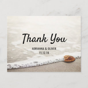 Beach Waves Wedding Thank You Postcard