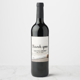 Beach Waves Wedding Thank You Wine Label