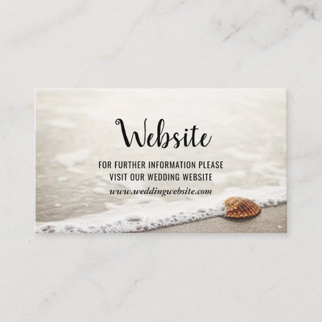 Beach Waves Wedding Website Enclosure Card (Front)