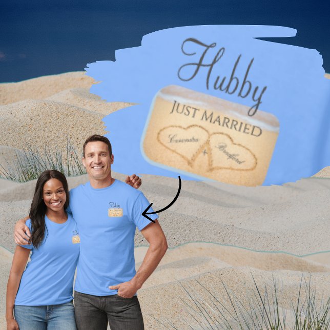 Beach wedding 2 hearts in the sand T-Shirt (Creator Uploaded)