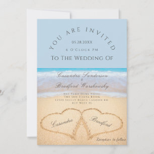 Beach Wedding 2 Hearts in the Sand wedding  Invita Invitation