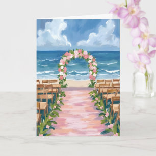Beach Wedding Aisle Floral Watercolor Card