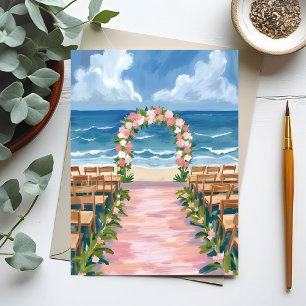 Beach Wedding Aisle Floral Watercolor Card