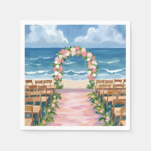 Beach Wedding Aisle Floral Watercolor Napkin
