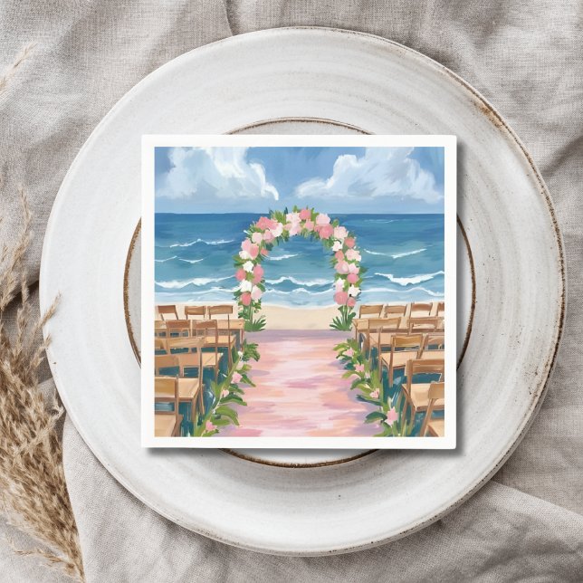 Beach Wedding Aisle Floral Watercolor Napkin (Creator Uploaded)
