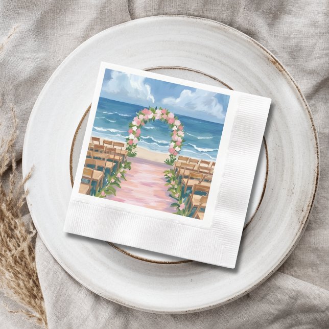 Beach Wedding Aisle Floral Watercolor Napkin (Creator Uploaded)