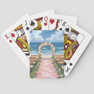 Beach Wedding Aisle Floral Watercolor Playing Cards
