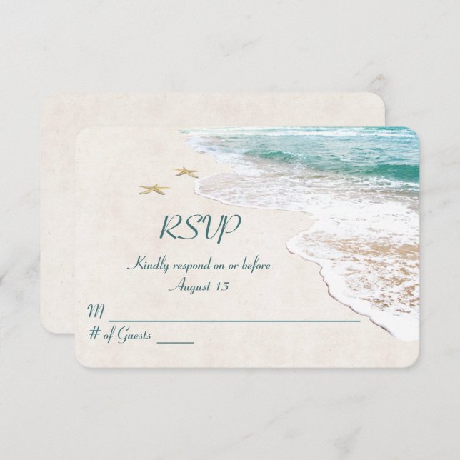 Beach Wedding and starfish RSVP Invitation (Front/Back)