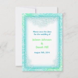 Beach Wedding Aqua and White Save the Date