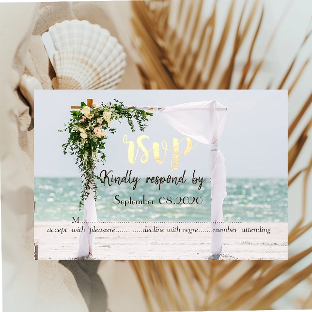 Beach Wedding Arbor Floral RSVP Invitation (Creator Uploaded)