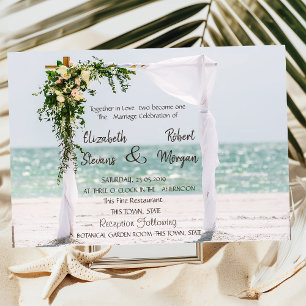 Beach Wedding Arbor Floral  Wedding  Invitation
