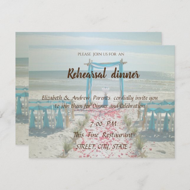 Beach Wedding Arbor  Rehearsal Dinner Invitation (Front/Back)