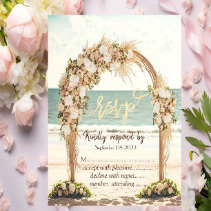 Beach Wedding Arbor Roses RSVP Invitation