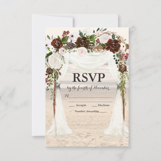 Beach Wedding Arbor RSVP card (Front)