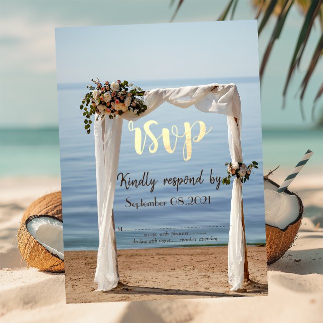 Beach Wedding Arch Floral RSVP Invitation (Creator Uploaded)