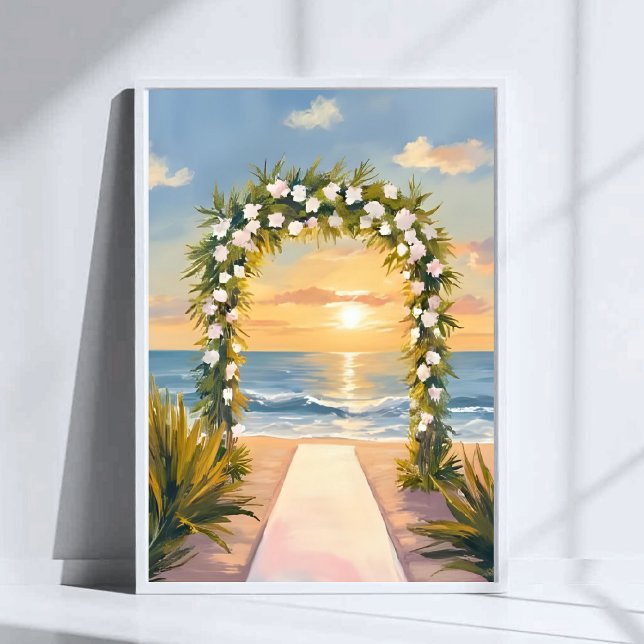 Beach Wedding Arch Floral Watercolor Art Poster (Creator Uploaded)