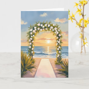 Beach Wedding Arch Floral Watercolor Card