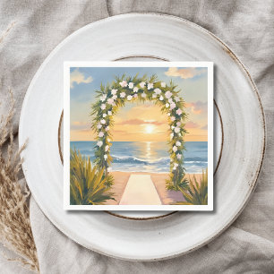 Beach Wedding Arch Floral Watercolor Napkin