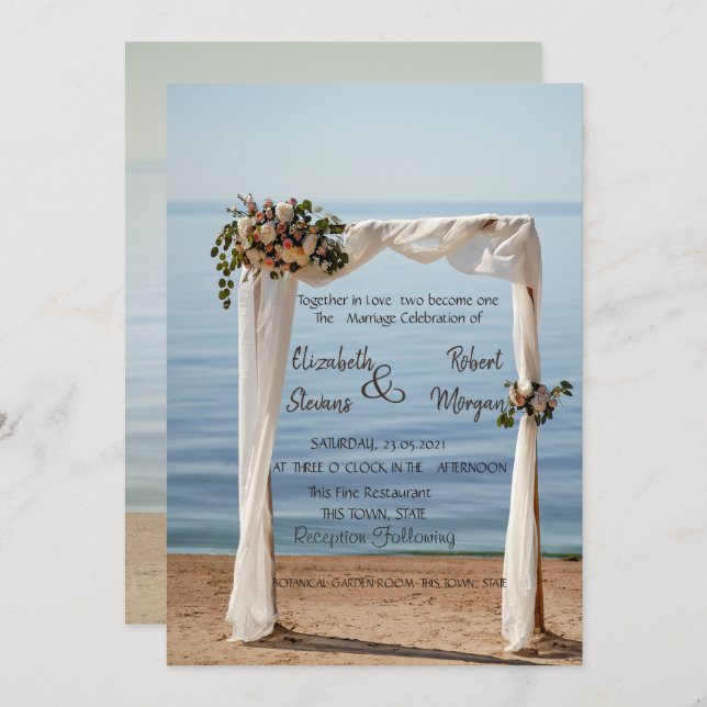Beach Wedding Arch Floral  Wedding  Invitation (Front/Back)