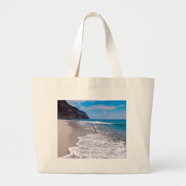 Beach Wedding Backdrop Ocean Shoreline Photo Large Tote Bag (Front)