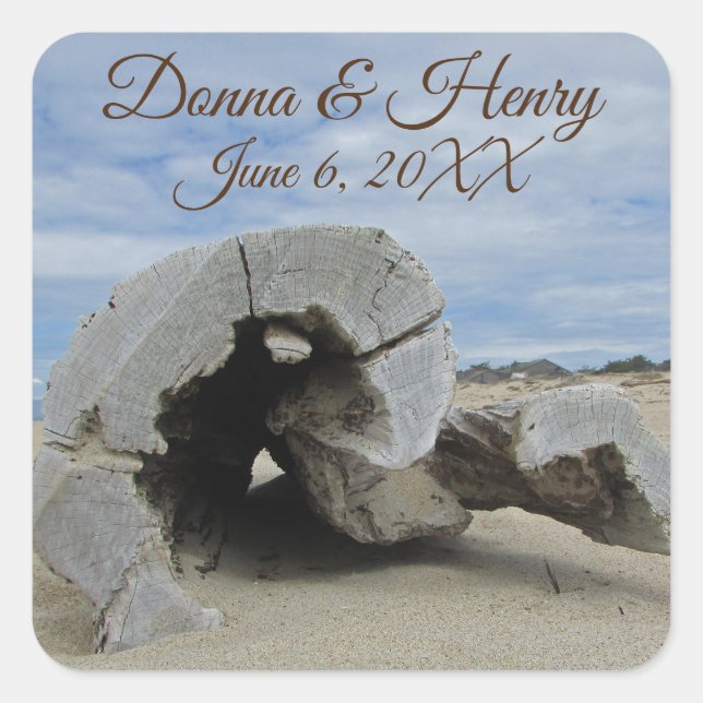 Beach Wedding Beautiful Driftwood Photo Seal (Front)