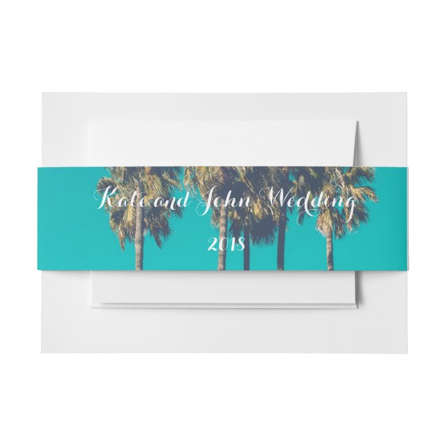 Beach Wedding Belly Band Palms Invitation Belly Band (Front Example)