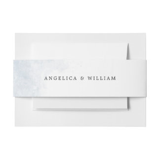 BEACH WEDDING BELLY BANDS | DUSTY BLUE WATERCOLOR INVITATION BELLY BAND