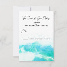 Beach Wedding Blue Waves RSVP Response Card