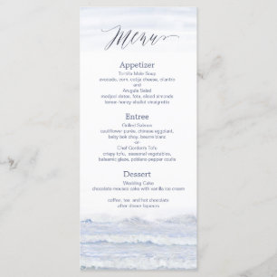 Beach Wedding, Blue White Watercolor Wedding Programme