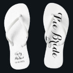 Beach Wedding Bride Flip Flops<br><div class="desc">Custom bride and groom beach wedding flip flops on black and white. Personalise it with your names and wedding date or customise it further if you wish to change the colours or to adjust the layout.</div>