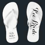 Beach Wedding Bride Flip Flops<br><div class="desc">Custom bride and groom beach wedding flip flops on black and white. Personalise it with your names and wedding date or customise it further if you wish to change the colours or to adjust the layout.</div>
