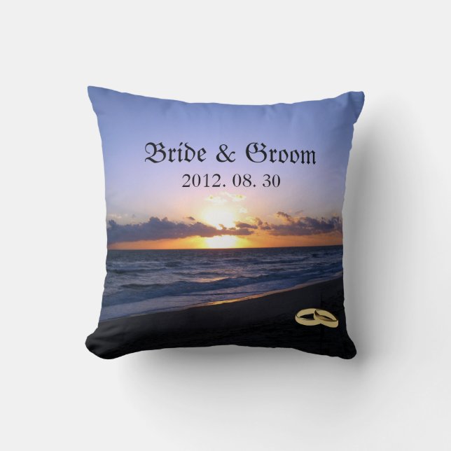 Beach Wedding Bride & Groom Keepsake Personalised Cushion (Front)