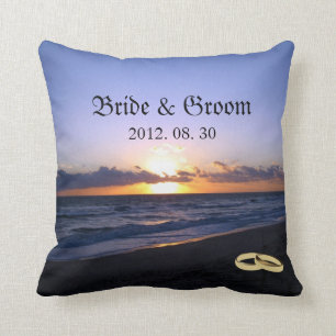 Beach Wedding Bride & Groom Keepsake Personalised Cushion