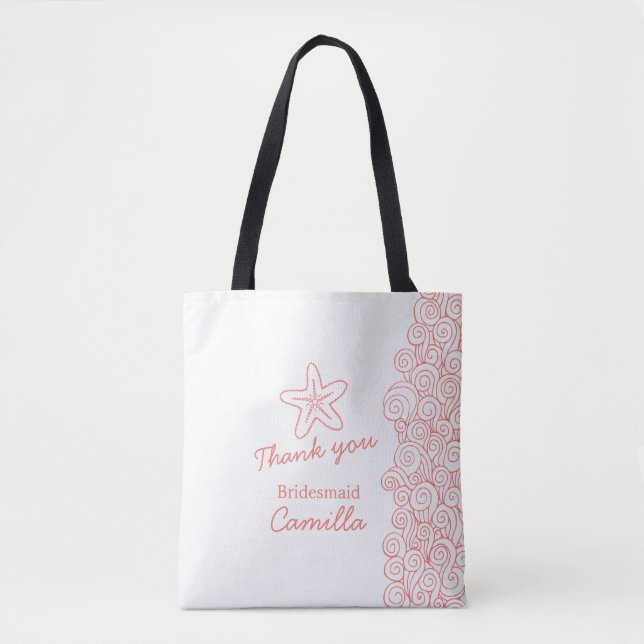 Beach wedding bridesmaid customised favour tote (Front)