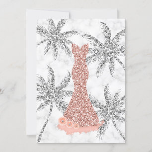Beach Wedding Bridesmaid Dress Marble Palm Tree Invitation