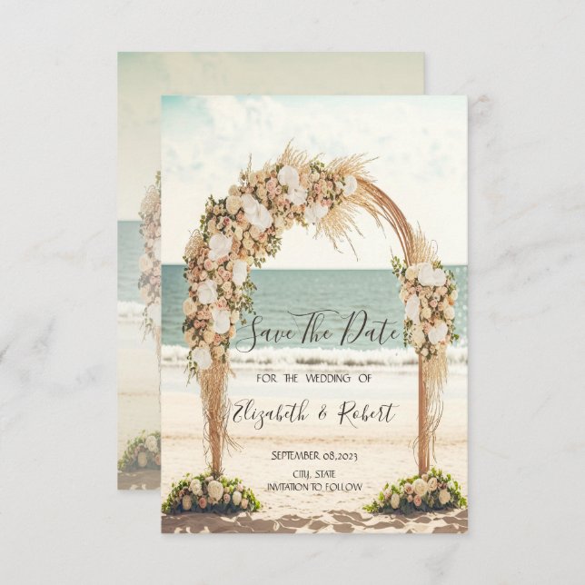 Beach Wedding Chic Arbor Roses Save The Date (Front/Back)