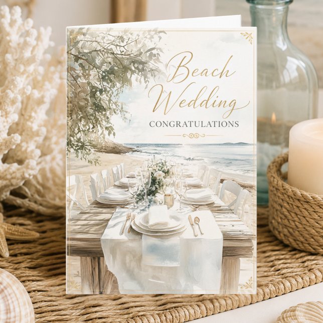 Beach Wedding Congratulations Coastal Wedding Day Card (Creator Uploaded)