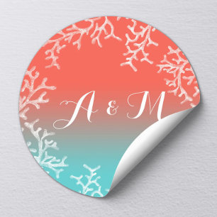 Beach Wedding Coral Reef Starfish Favour Classic Round Sticker