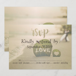 Beach Wedding Couple, Love RSVP Invitation