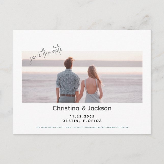 Beach Wedding Couple Photo Save the Date Postcard (Front)