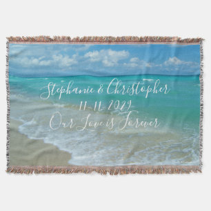 Beach Wedding Custom Personalised Newlywed Throw Blanket