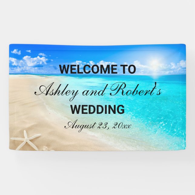 Beach Wedding Custom Welcome Banner (Horizontal)