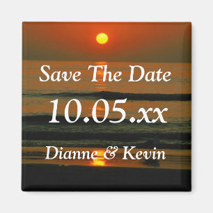 Beach Wedding Destination Sunset Photo Save Date M Magnet