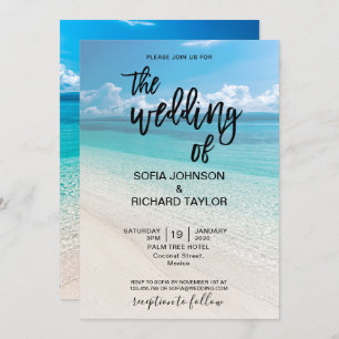 beach wedding destination tropical summer sea invi invitation